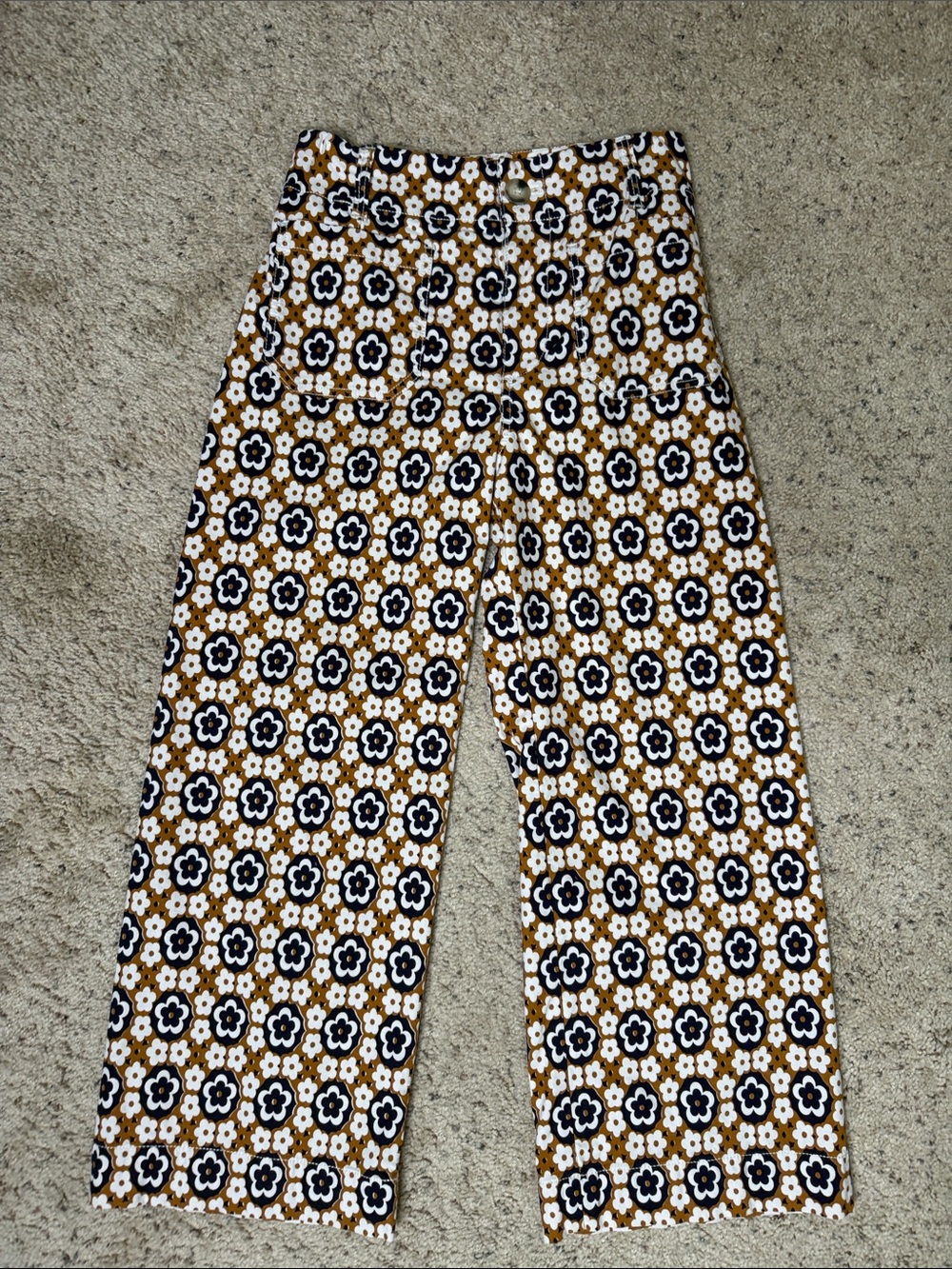 Anthropologie by Maeve Graphic Floral Cropped Wide-Leg  Colette Pants 26P